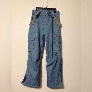 Men's Millennium Three Snowboard, Ski Cargo Pants. Denim Look, Adj Waist, Size M